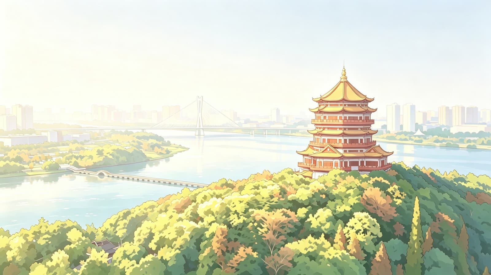 鹰潭北极阁和信江浮桥